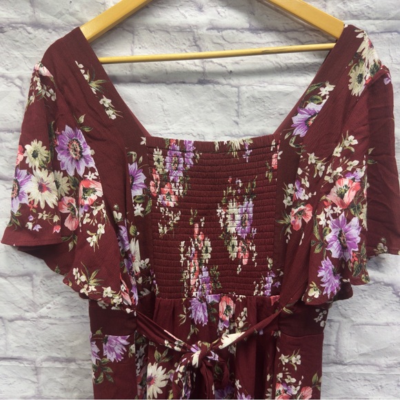 Torrid Burgundy Floral Print Maxi Dress Size 1 (14/16) - Picture 2 of 4